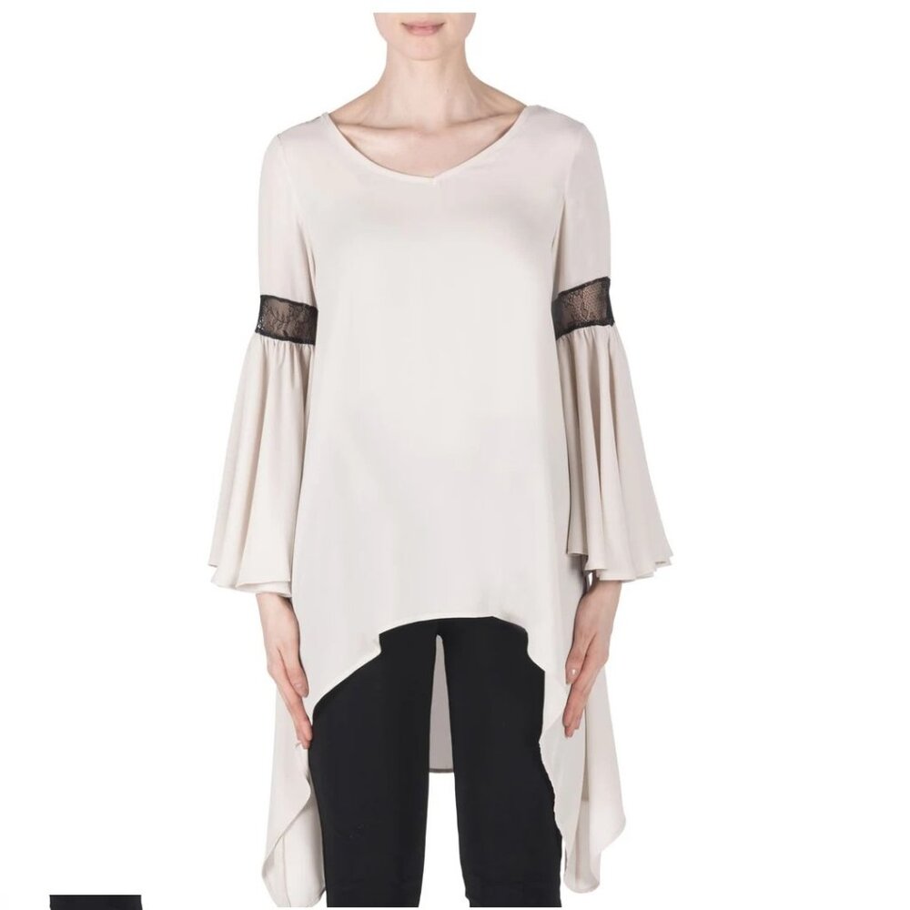 Joseph Ribkoff Backless Net Top in Beige and Black